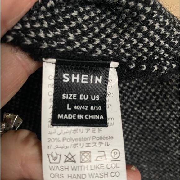 Size L sweater by SHEIN. Black with off white cheetahs. - Picture 2 of 5